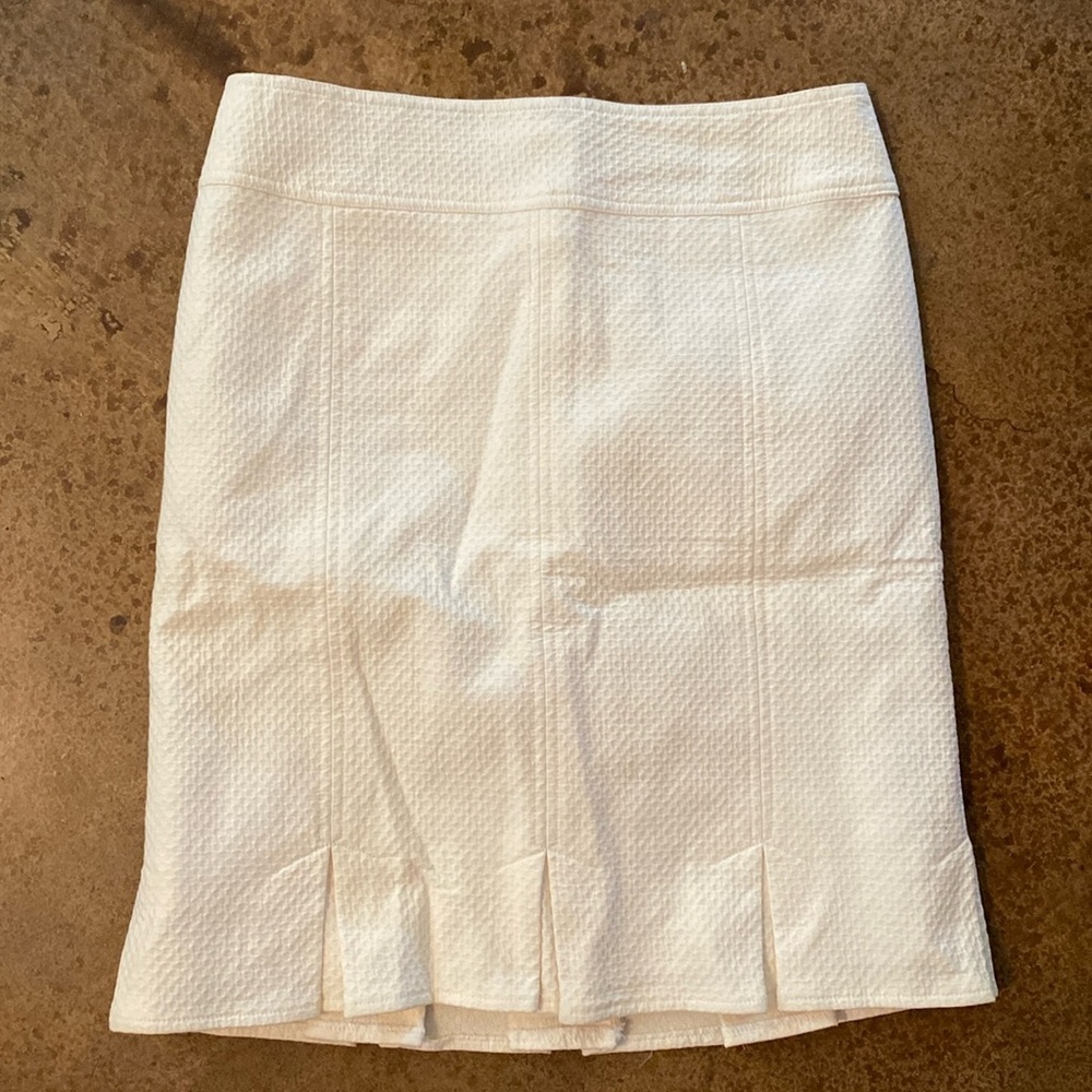 Nanette Lepore white textured pleated‎ hem pencil mini skirt